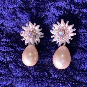 🔥Beautiful Vintage Colleen Toland Large Pearl Drop Bead & Studded Earrings